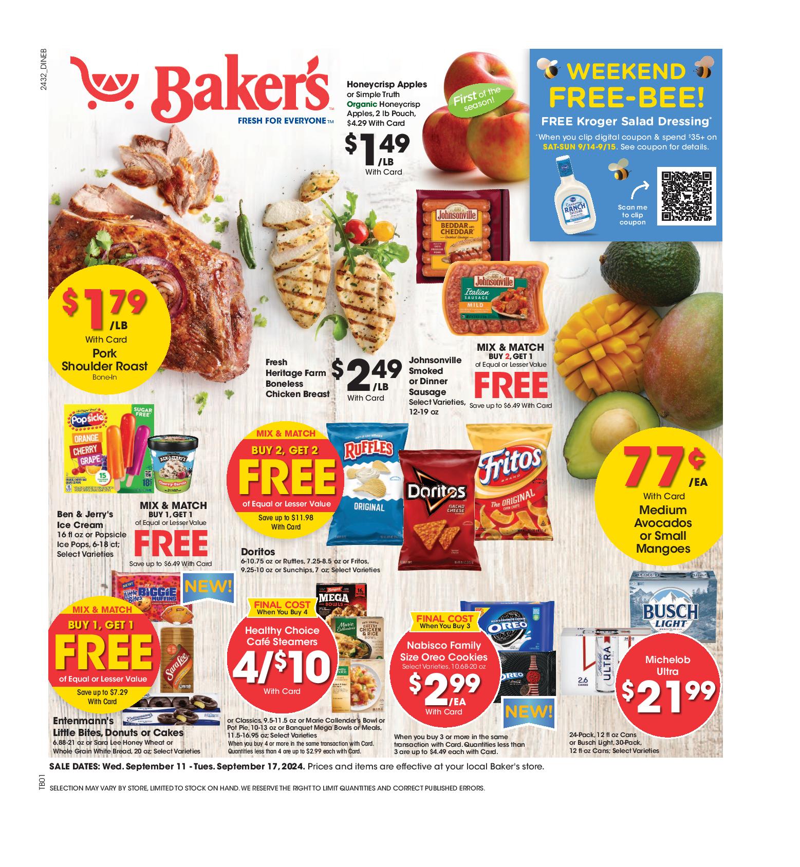 Baker's Weekly Ad September 11 - 17, 2024 - Page 1