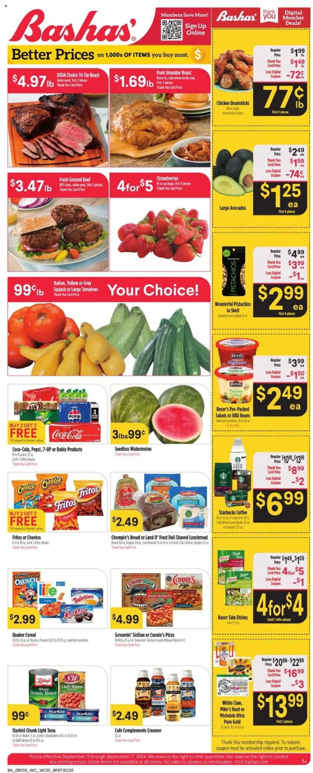 Bashas Weekly Ad September 11 - 17, 2024 - Page 1