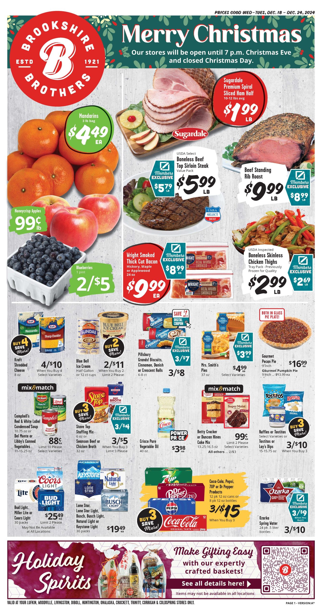 Brookshire Brothers Weekly Ad 12 18 24 - Page 1