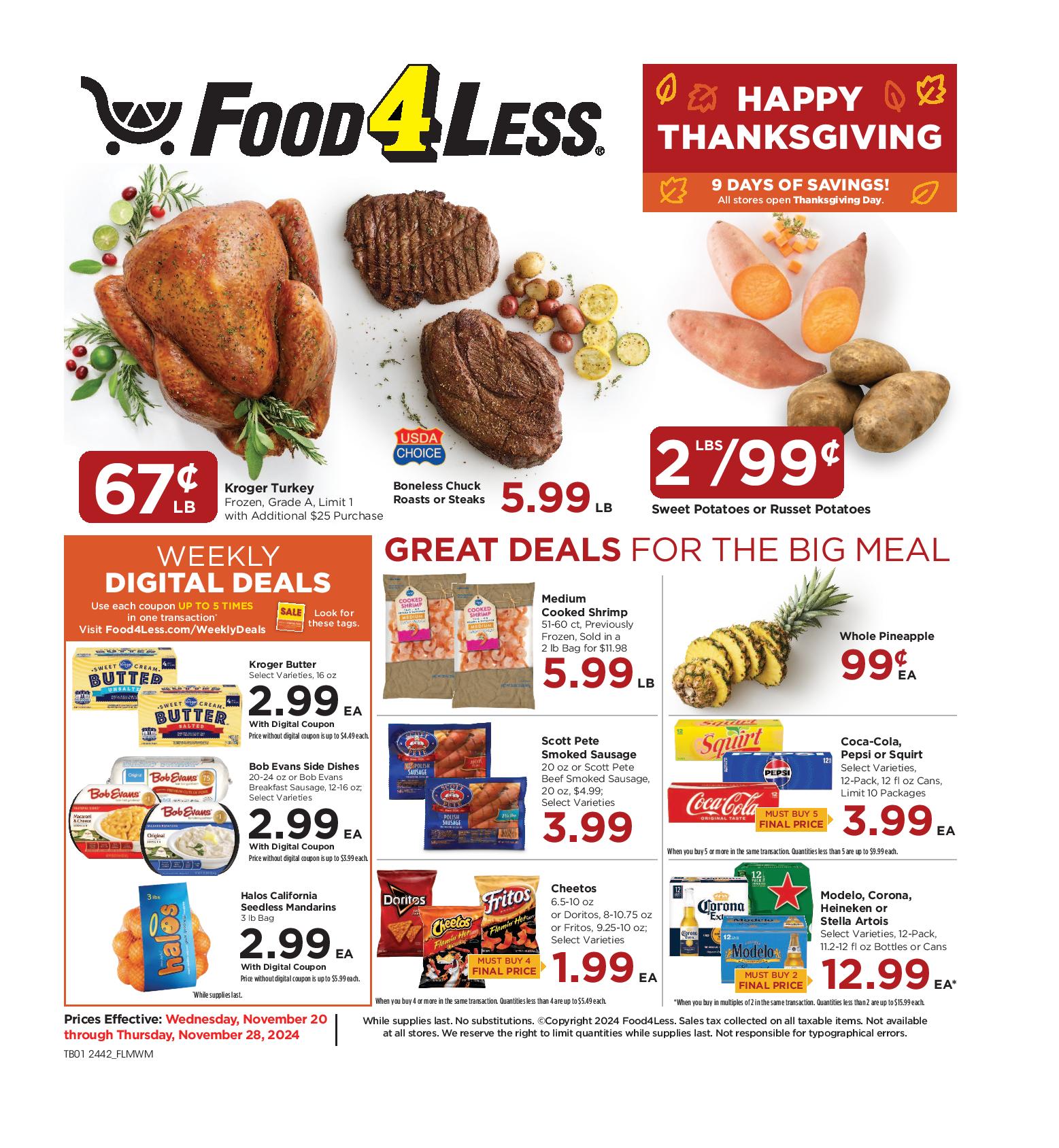 Food 4 Less Weekly Ad 11 20 24 - Page 1