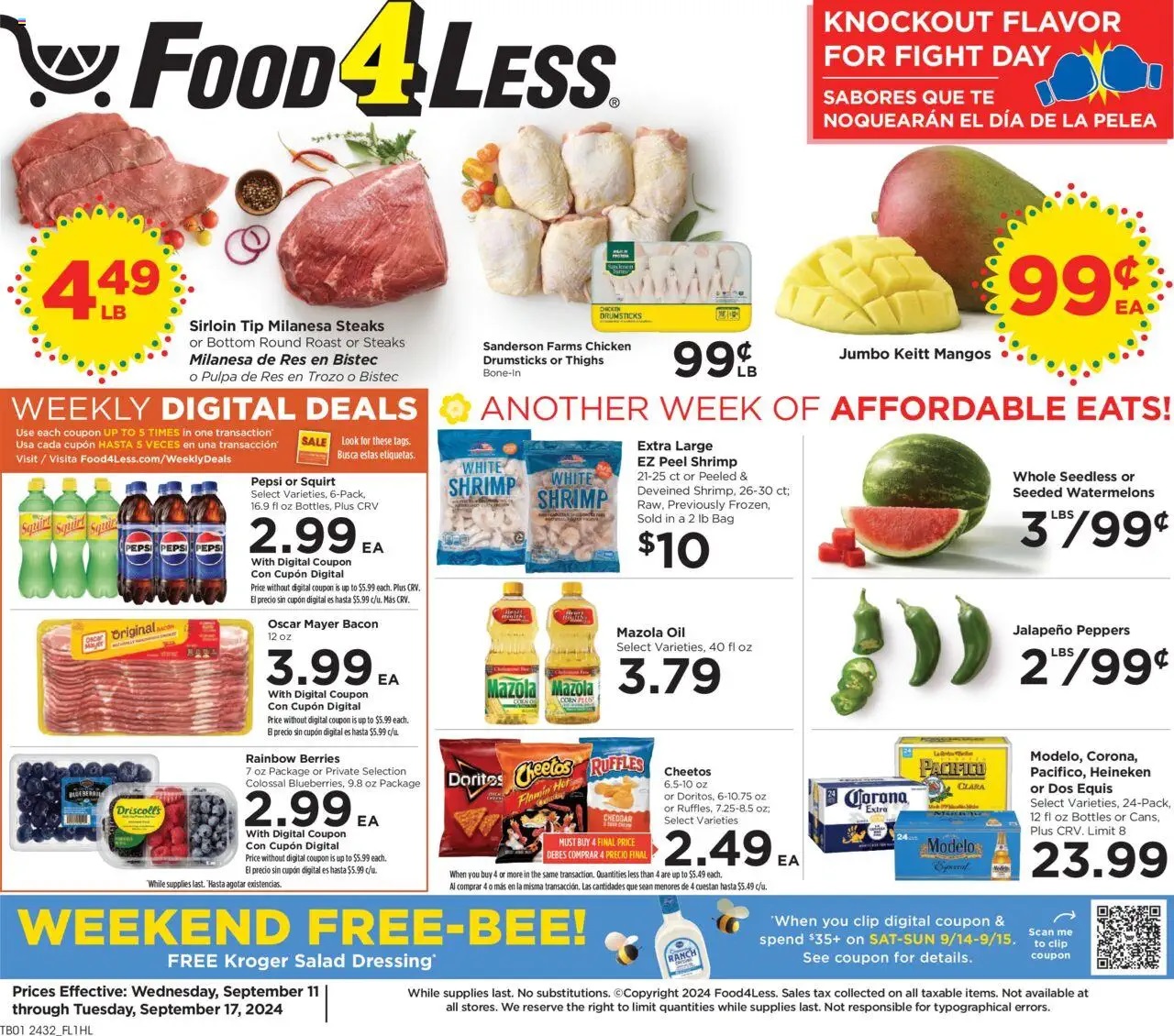 Food 4 Less Weekly Ad September 11 - 17, 2024 - Page 1