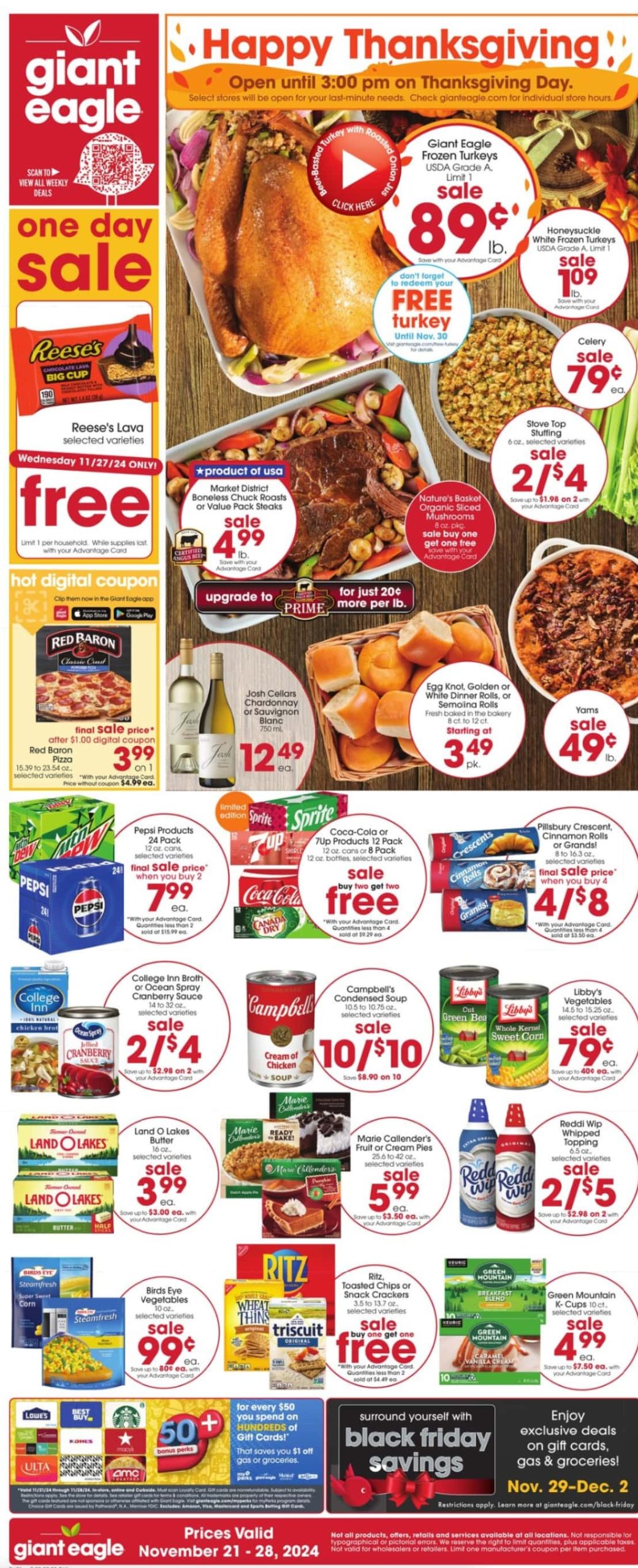 Giant Eagle Weekly Ad 11 21 24 - Page 1