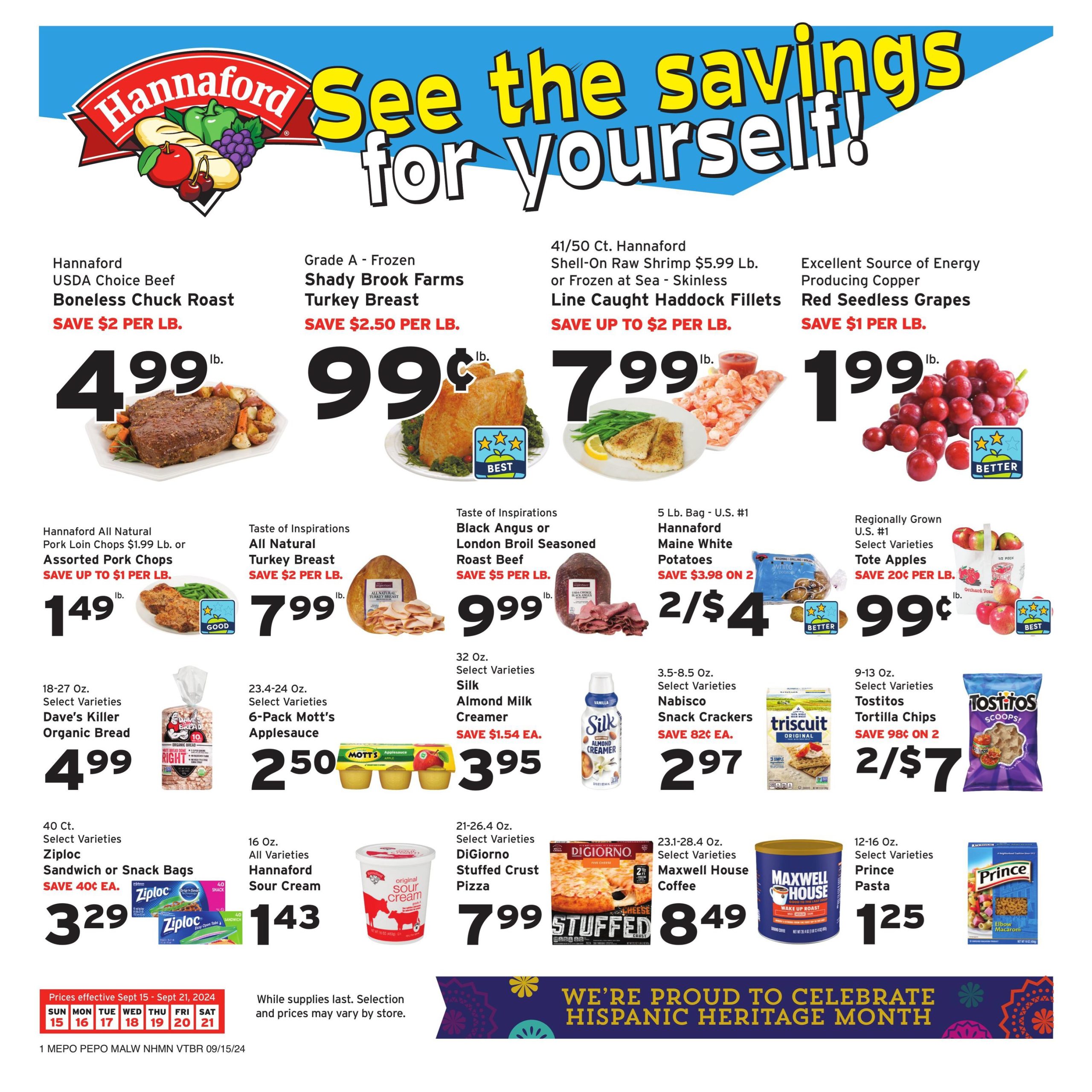 Hannaford Flyer September 15 - 21, 2024 - Page 1