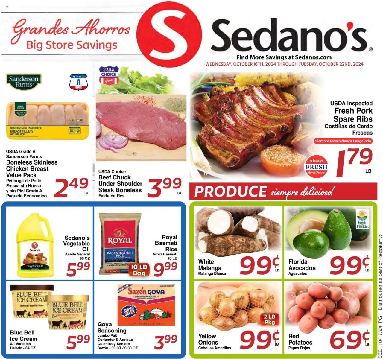 Sedano's Weekly Ad 10 16 24 - Page 1