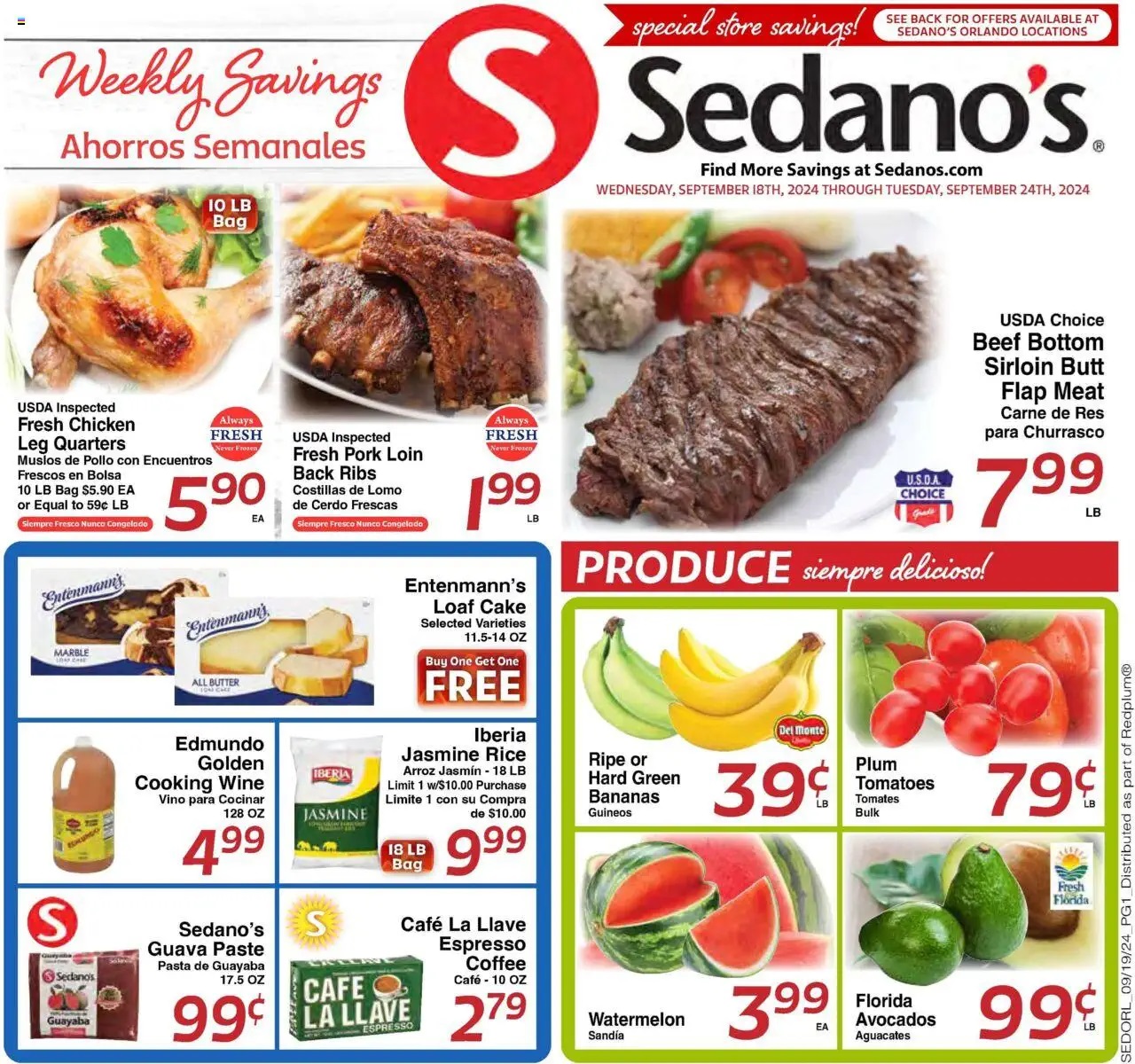 Sedano's Weekly Ad 9 18 24 - Page 1