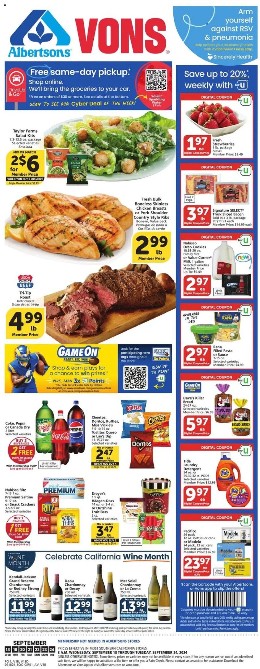 Vons Weekly Ad 9 18 24 - Page 1