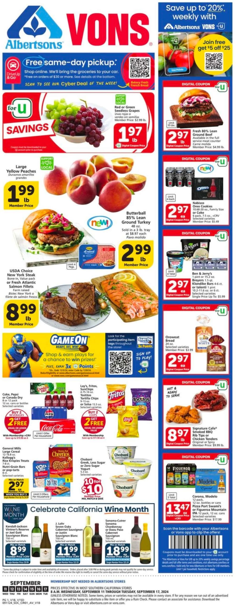 Vons Weekly Ad September 11 - 17, 2024 - Page 1