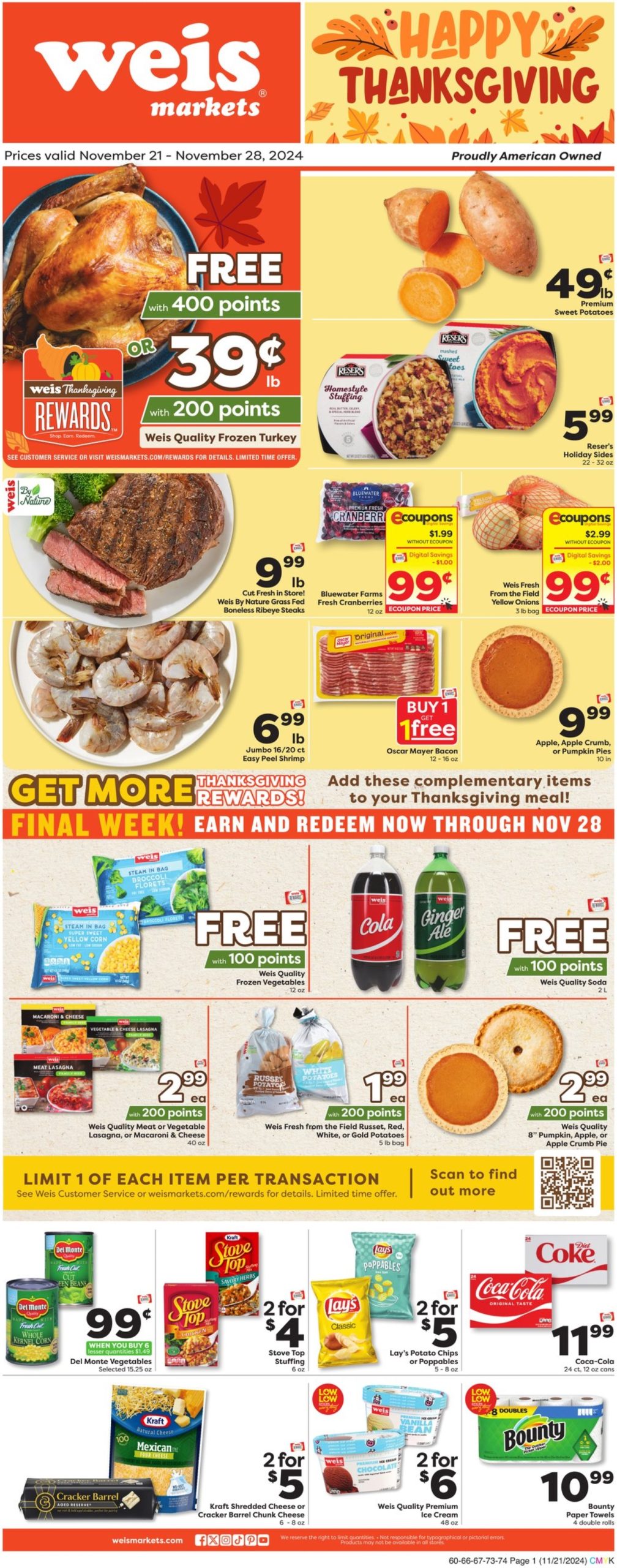 Weis Weekly Ad 11 21 24 - Page 1